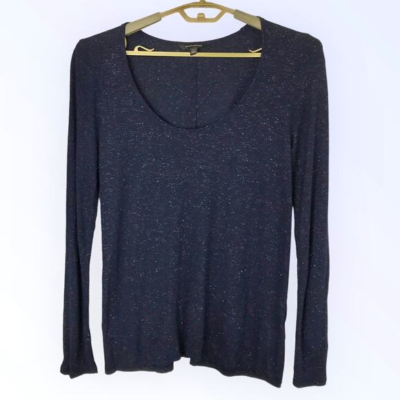 Banana Republic Tops - Banana Republic Navy Blue & Sliver Tee Shirt Long Sleeved Scoop Neck